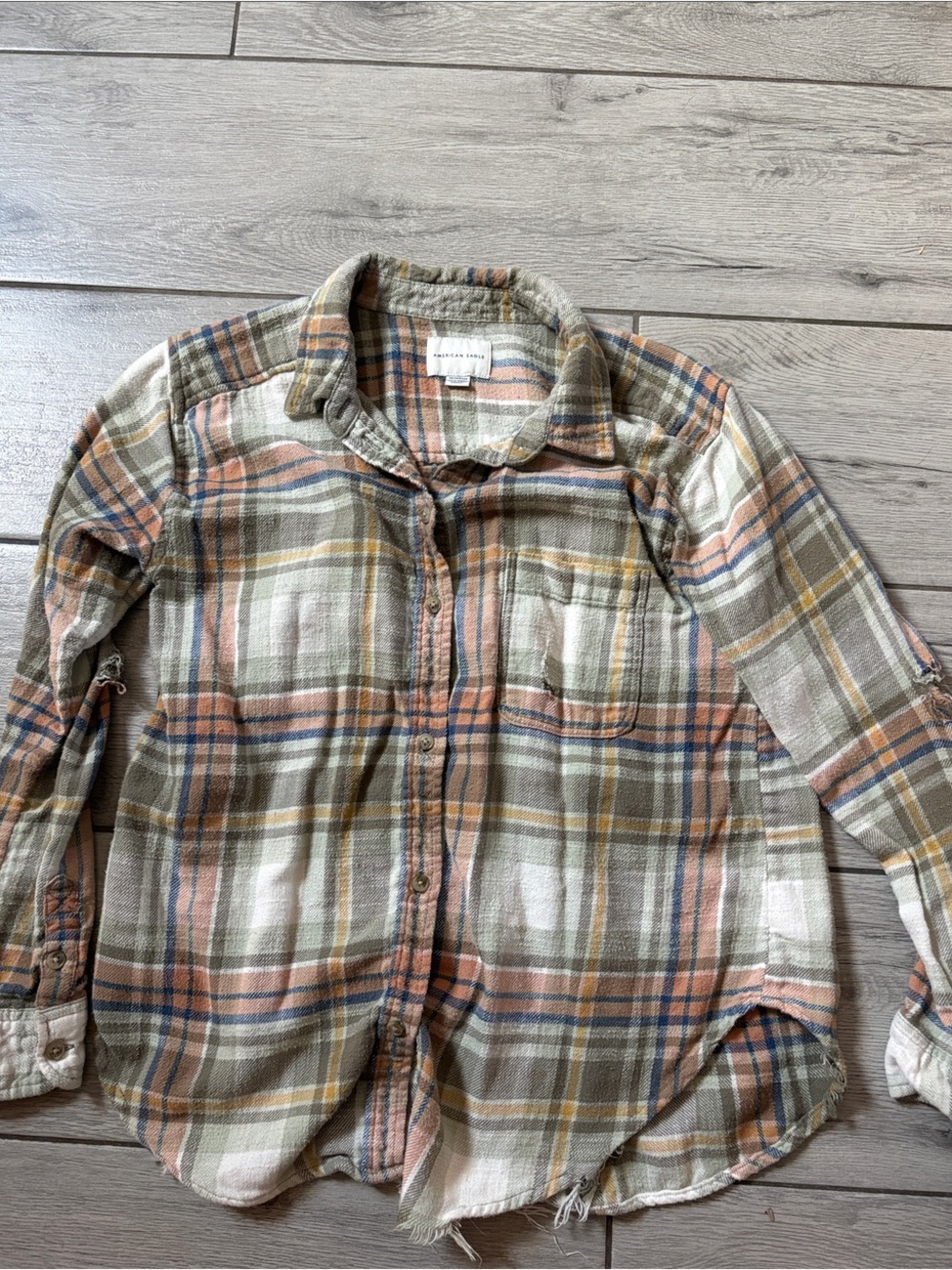 American Eagle distressed flannel